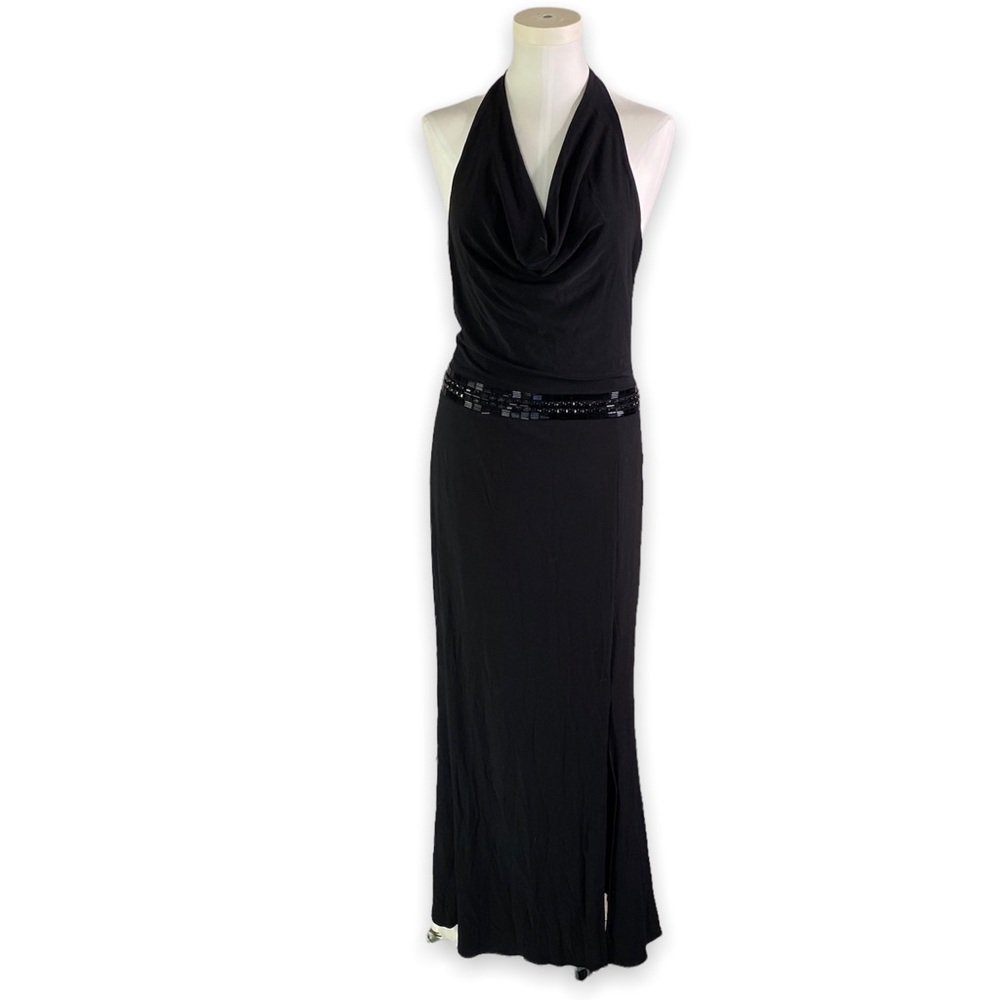 NWT Laundry by Shelli Segal black cowl neck Gown size 10